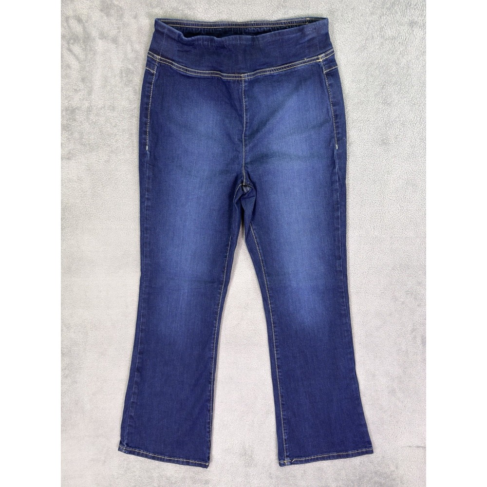 We The Free Jeans Womens Small Blue Dark Wash High Rise Bootcut Crop Pull On